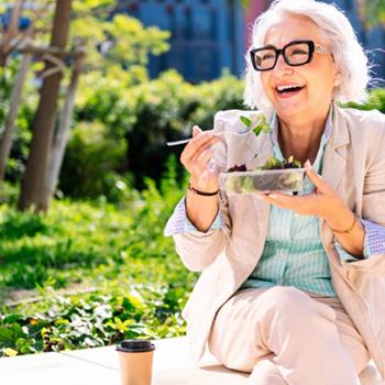 Lady enjoys salad