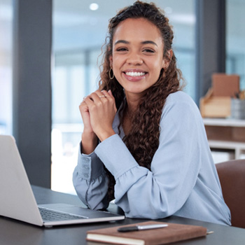 Lady smiles at work