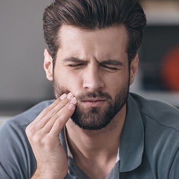 Man in pain during dental emergency