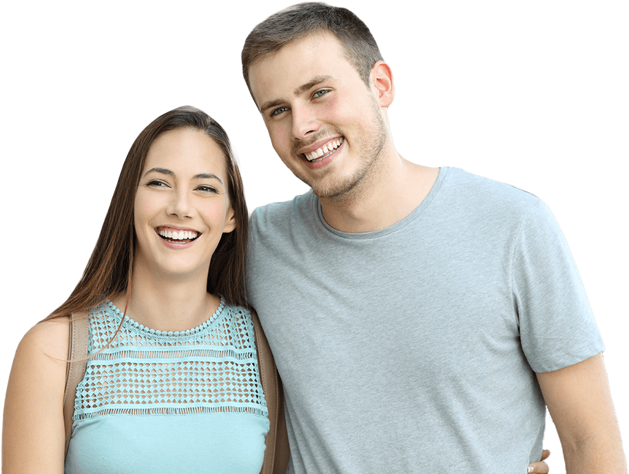 Man and woman with attractive smiles after cosmetic dentistry