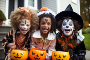 a group of children dressed up for Halloween 