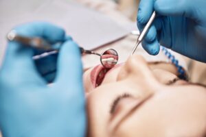 Closeup of woman having a dental checkup